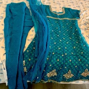 Blue anarkoli dress indian size 36